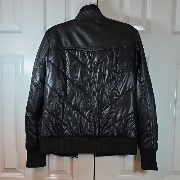 Marc New York Women's Dark Leather Jacket with Purple Lining - Picture 5 of 6